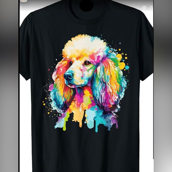 Tops - Unisex Colorful Poodle Graphic Dog T-Shirt